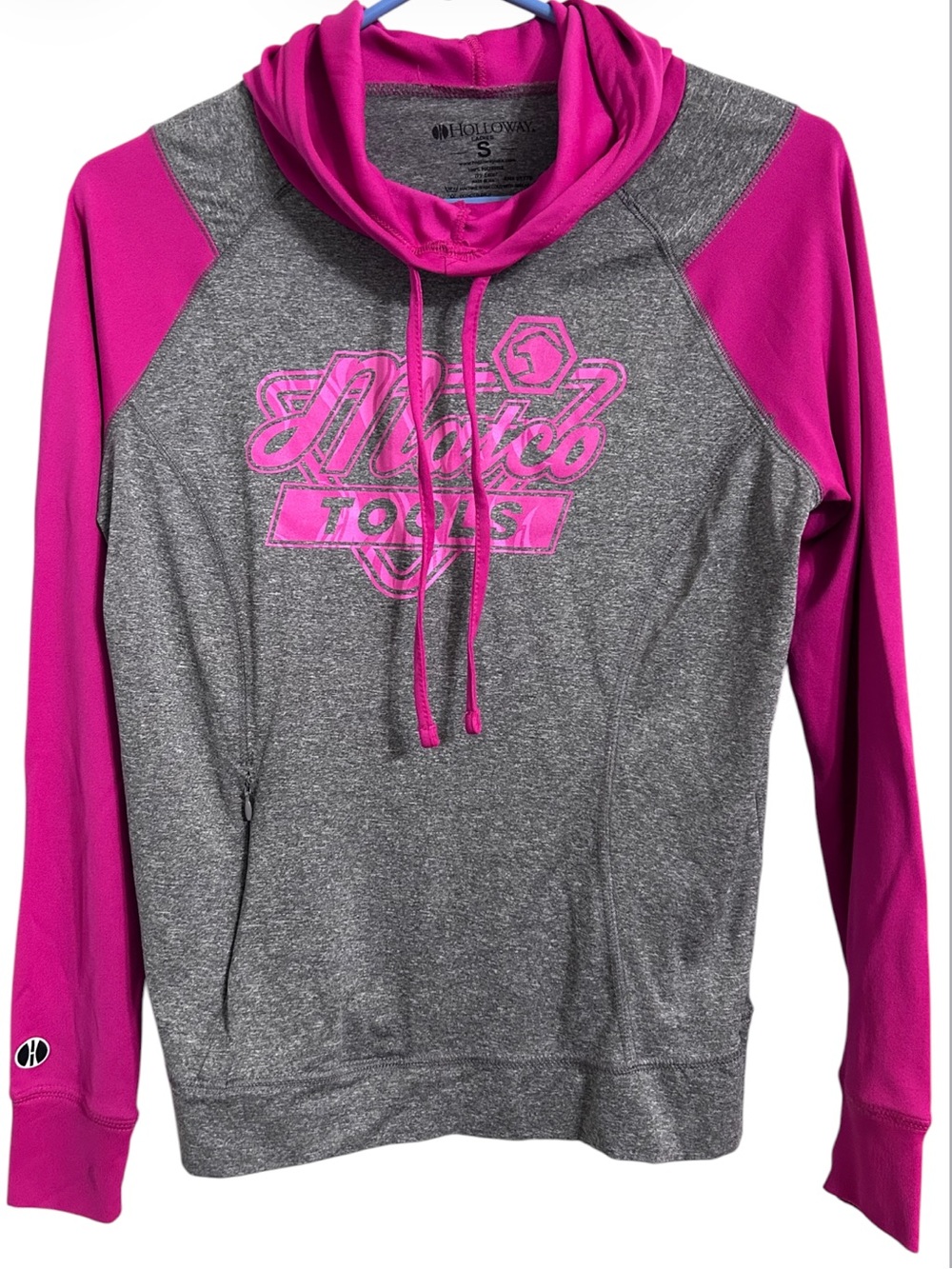 Holloway Gray & Pink Pullover Hoodie with Matco Tools Graphic